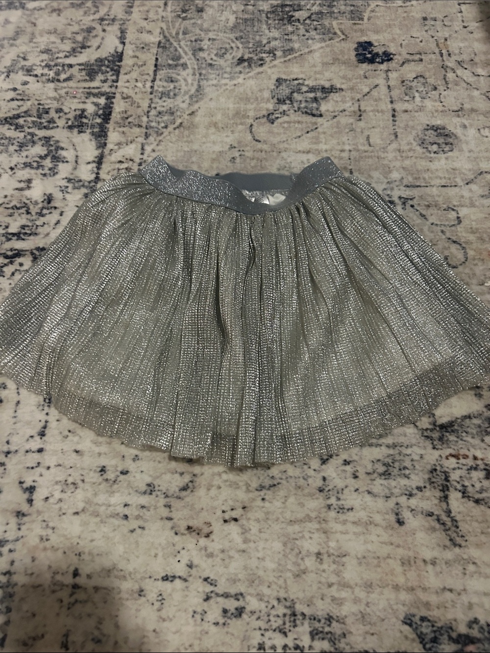 H&M Silver Metallic Pleated Tulle Skirt